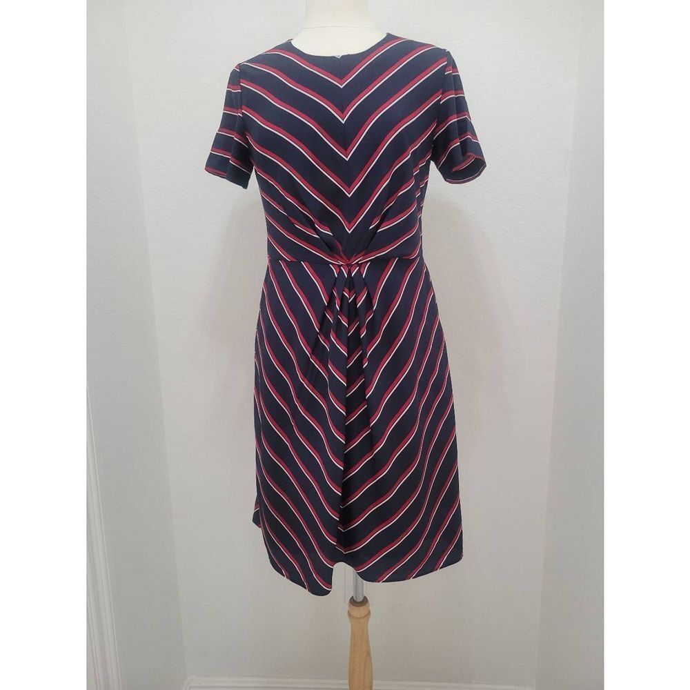 Banana Republic Red, White and Navy Blue Striped Dress